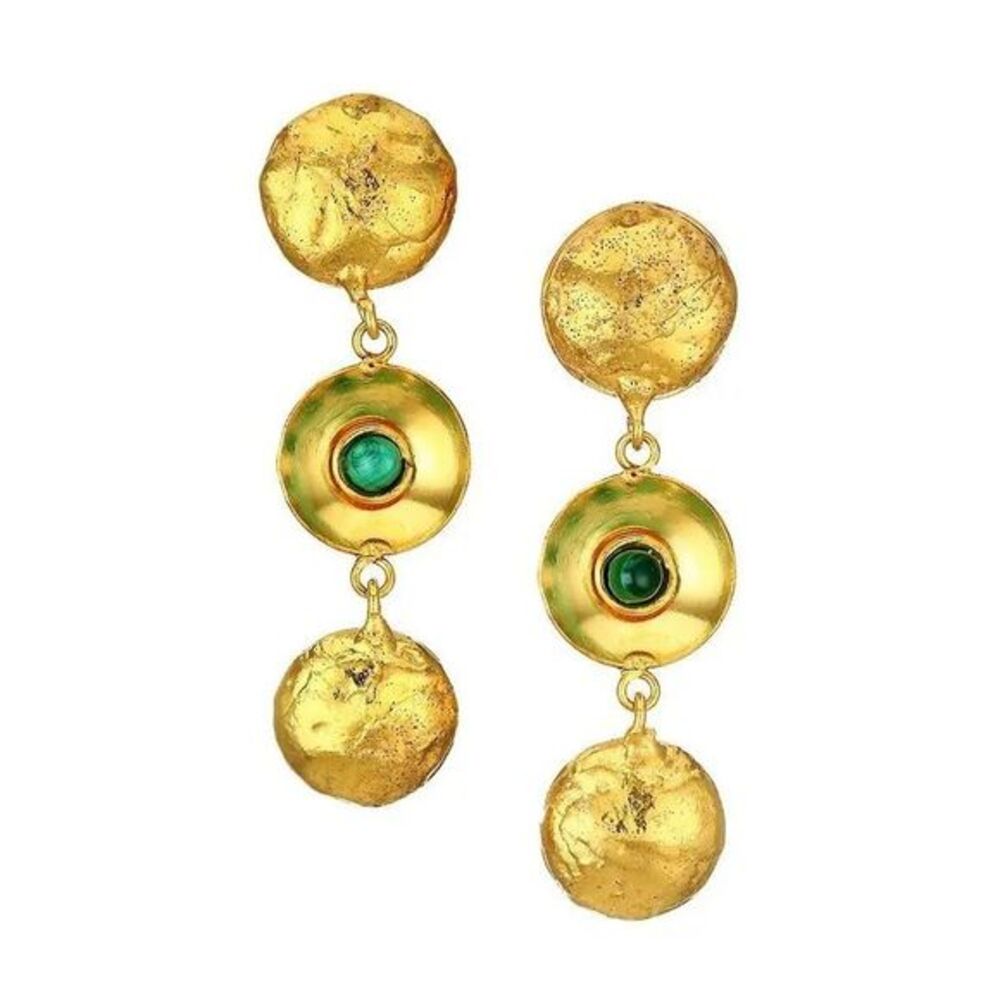 SYLVIA TOLEDANO
Wo Dancing Curve 22k Goldplated & Malachite Triple-Drop Clip-On